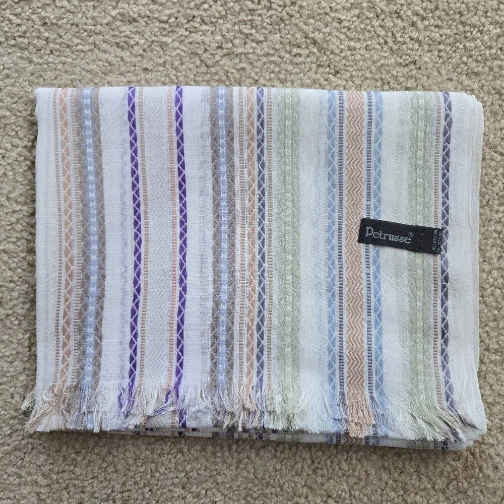 NWOT Petrusse Embroidered Lightweight Summer Scarf Cotton Paris